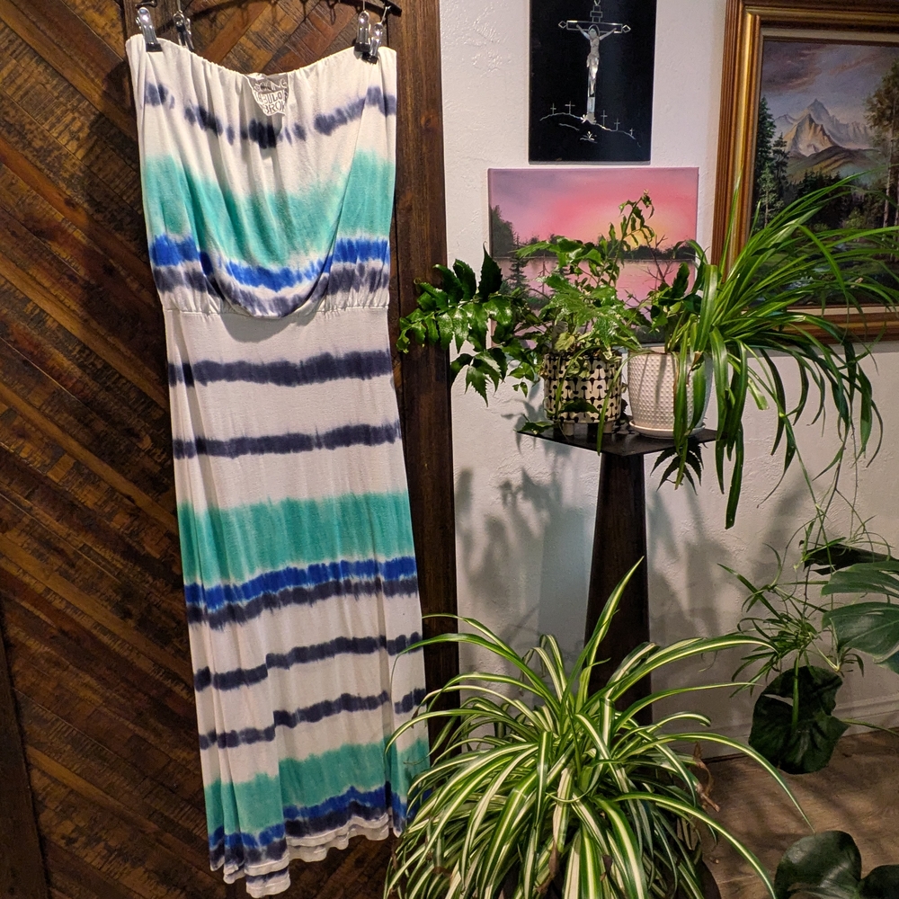 Young Fabulous & Broke Tie-Dye Maxi Dress in Blue and Green